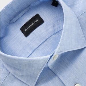 NWT Ermenegildo Zegna light blue linen shirt size XL